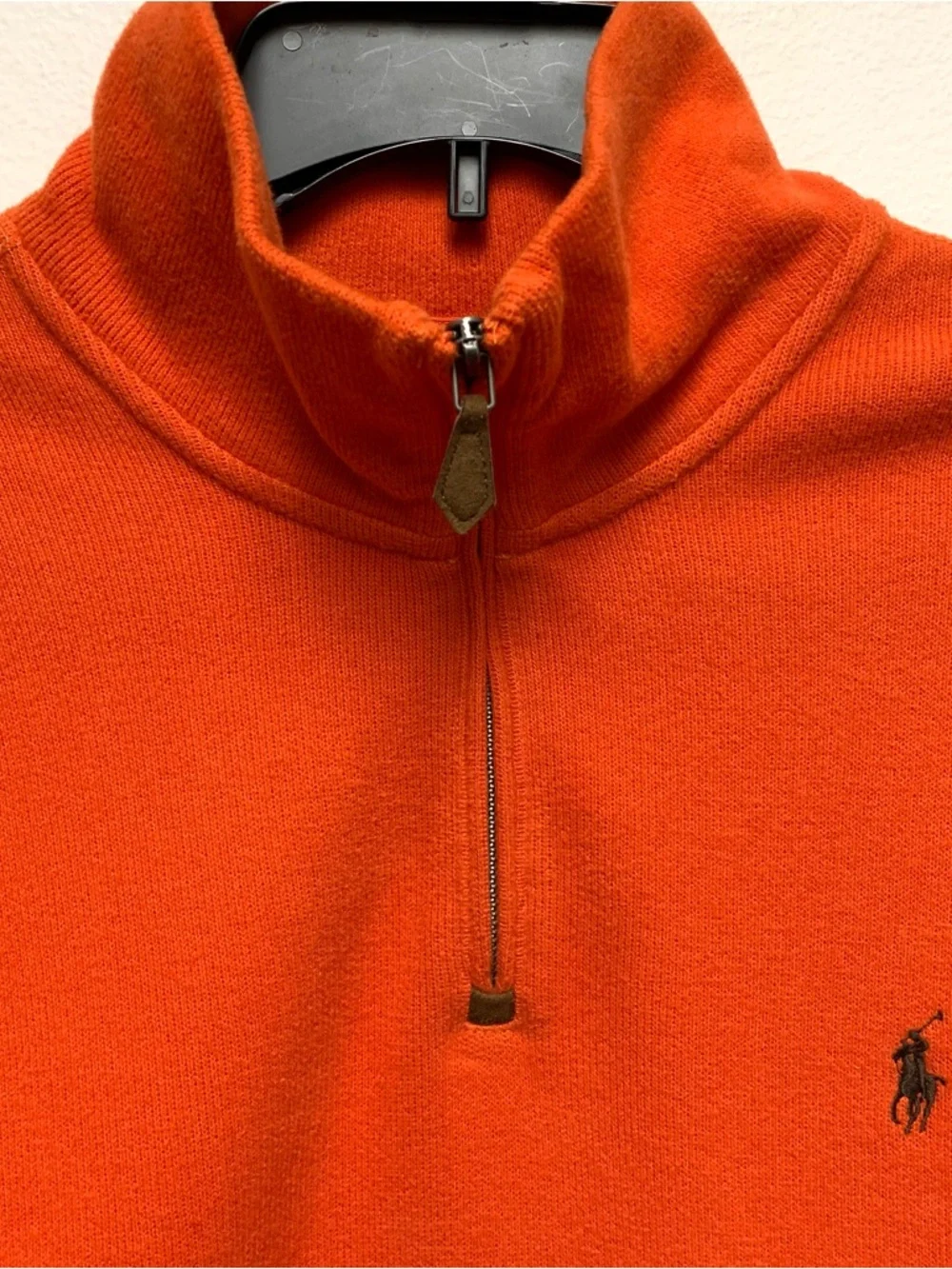 Polo Ralph Lauren 1/4 Zip Pullover Sweater Size Large Orange Quarter Preppy Prep